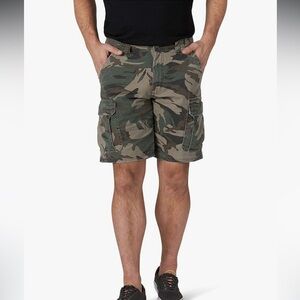 Wrangler Authentics Classic Relaxed Fit Stretch Cargo Shorts - Green Camo - 48